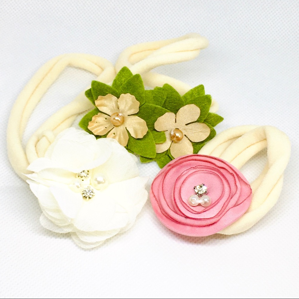 Baby toddler girl 3 piece handmade headband set